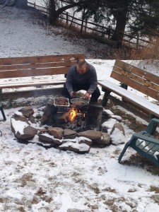 John Lauber, cooking the venison steaks. They were VERY good. 